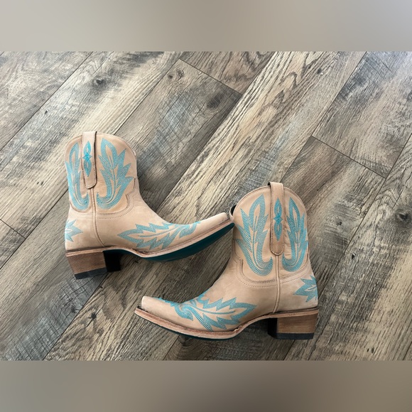 Lane Lexington tan and turquoise cowboy boot booties 7.5 - Picture 13 of 14